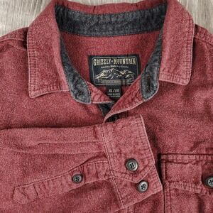 Grizzly Mountain Button Up Shirt XL Red Flannel Flap Pockets‎ Cotton Long Sleeve